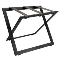 Steel Black Luggage Rack with Grey Nylon Straps