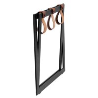 Black Steel Luggage Rack with White Leather Straps