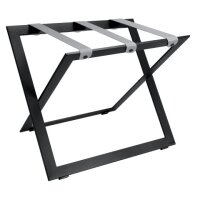 Black Steel Luggage Rack with Black Leather Straps