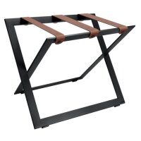 Black Steel Luggage Rack with Black Leather Straps