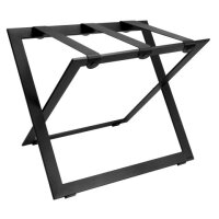 Black Steel Luggage Rack with Black Leather Straps