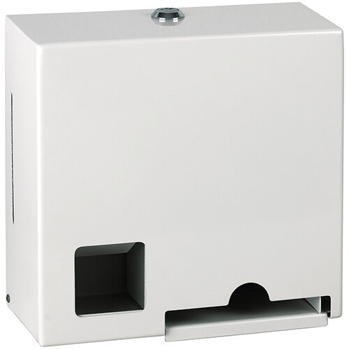 Dispenser for Tampons and Pads, stainless steel, white