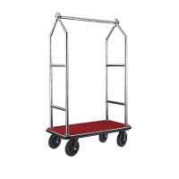 Voyager Luggage Trolley, brushed steel with red carpet