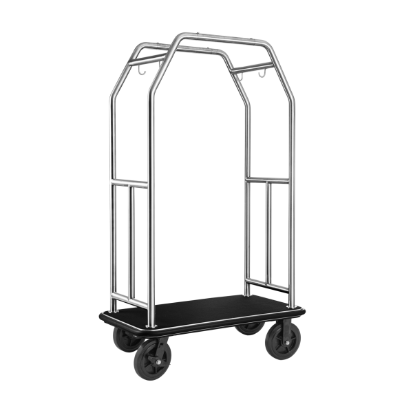 Traveller Luggage Trolley, brushed steel with black carpet
